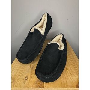 UGG Men's Ascot Suede Shearling Lining‎ Square Toe Slipper Black Size 9